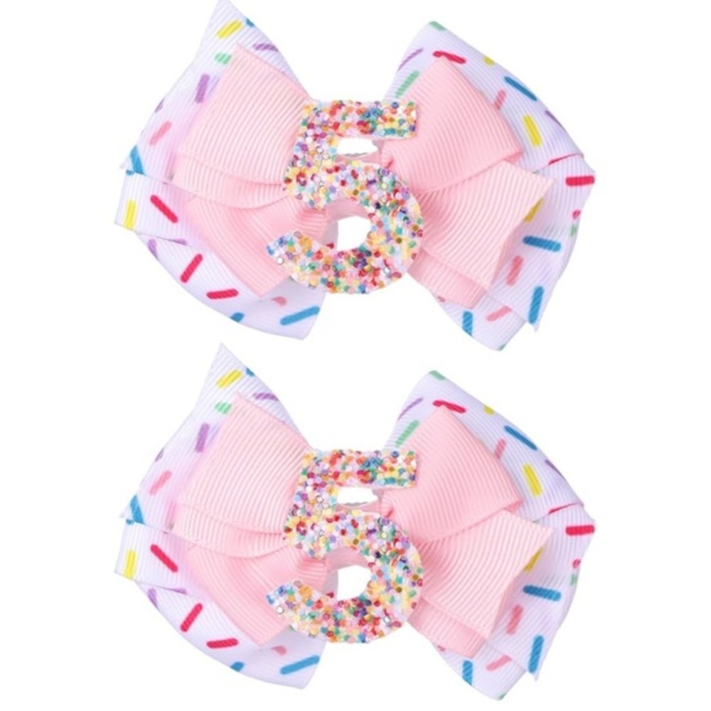 Pink Sprinkle Bow Hair Clips for Kids